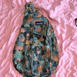Kavu Teal Navy Rust Cream Circular-Print Sling Pack “Mermaid” Edition